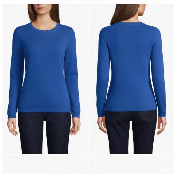 Lands' End Cashmere Crewneck Sweater – Blue - Picture 1 of 8